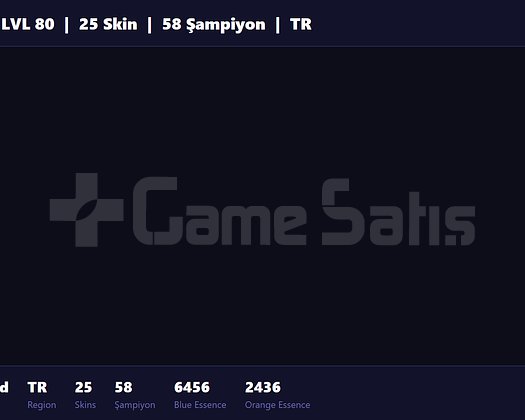 TR / 80 LVL + 25 SKİN + DEMİR MMR !!