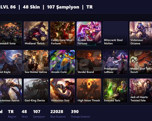 TR / 86 LVL + 48 SKİN + UNRANKED !!