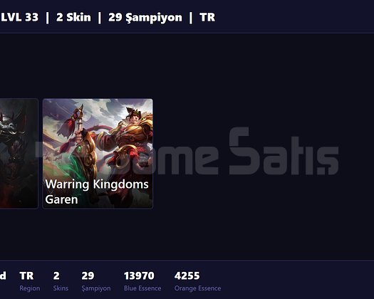 TR / 33 LVL + 2 SKİN + FRESH + DERECELİ HAZİR !!