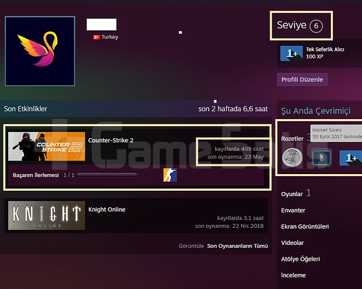 TR HESAP+ 4 MADALYA 89 WİN 409 SAAT SEÇKİN