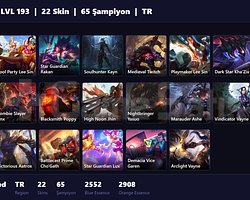 TR / 193 LVL + 22 SKİN + UNRANKED + 2020 ACC !!