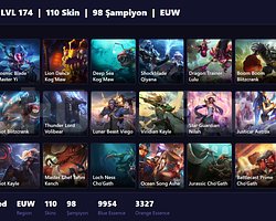 EUW / 174 LVL + 110 SKİN + UNRANKED !!