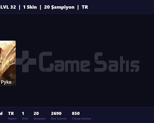 TR / 32 LVL + 1 SKİN + UNRANKED !!