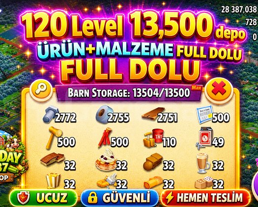 120 LEVEL 13.500 DEPO FULL MALZEME DOLU HESAP