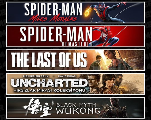 Miles + Spider 1 + TLOU1 + Uncharted + Wukong