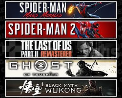 Miles + Spider 2 + TLOU2 + Tsushima + Wukong