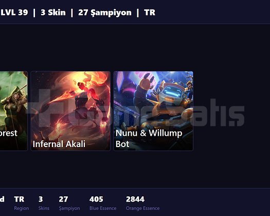 TR / 39 LVL + 3 SKİN + UNRANKED !!