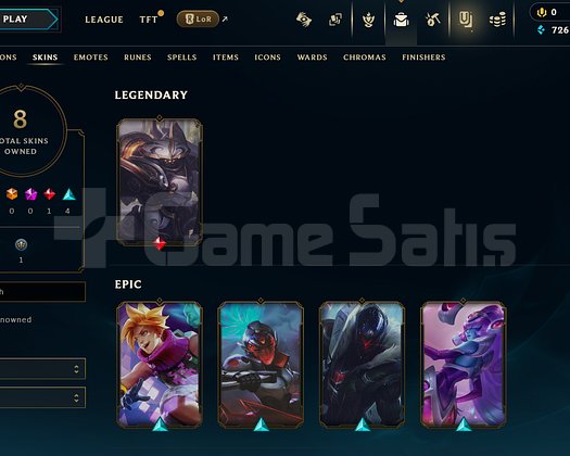 EUW Unranked | 8 Kostüm - 37 Hero | LoL Hesap