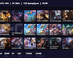 EUW / 104 LVL + 91 SKİN + UNRANKED !!