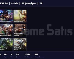 TR / 84 LVL + 9 SKİN + UNRANKED + MAİL ONAYSIZ !