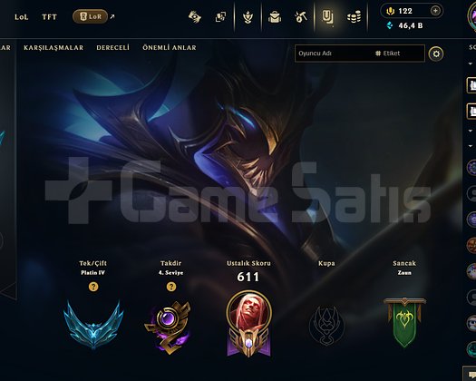 156 Skin Plat 4 Efsane Hesap