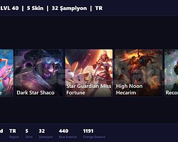 TR / 40 LVL + 5 SKİN + DEMİR MMR !!
