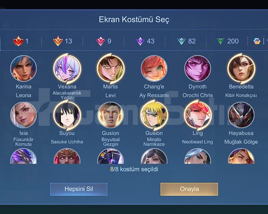 3 NARUTOLU 1 AOTUL 2 CİFT BASELİ TR İD SÜPER HESAP