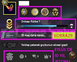 TR HESAP+FACEİT+4 MADALYA 65 WİN 265 SAAT SEÇKİN