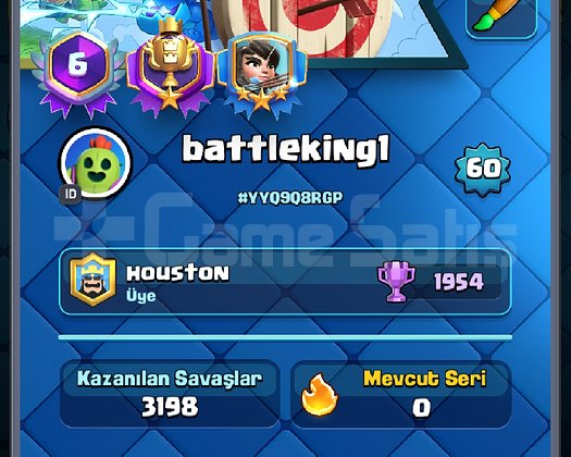6 yıllık 10.500 KUPA 60 seviye efsane hesap