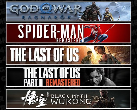 Ragnarök + Spider 1 + TLOU1 + TLOU2 + Wukong