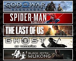 Ragnarök + Spider 1 + TLOU1 + Tsushima + Wukong