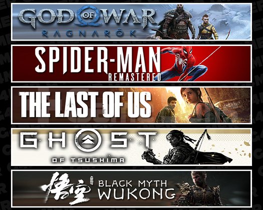 Ragnarök + Spider 1 + TLOU1 + Tsushima + Wukong