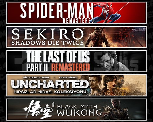 Spider 1 + Sekiro + TLOU2 + Uncharted + Wukong