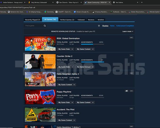 78 Oyunlu Steam Hesabı