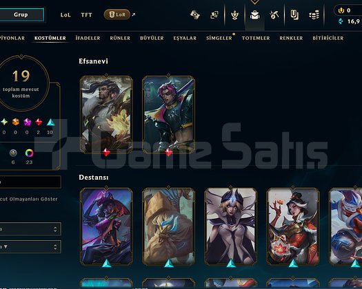 EUW PLAT 2 HESAP EFSANE KÖSTÜMLER