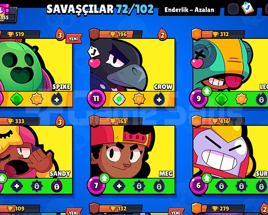 BRAWL STARS HESAP 18K 72 KARAKTER