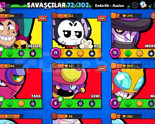 BRAWL STARS HESAP 18K 72 KARAKTER