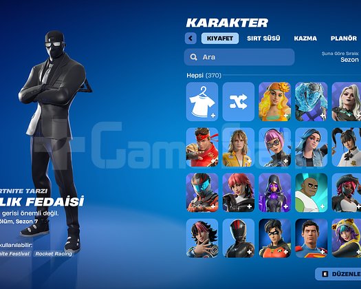 ACİL SATILIK FORTNITE HESABI | 370 SKİN + DEV ENVA