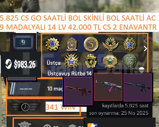 9 MADALYALI 14 LV 42.000 TL STEAM OYUN ENVANTERLİ