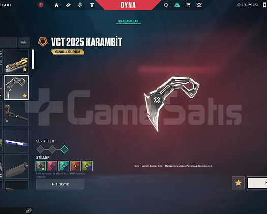 VCT 25 KARAMBİT 17 VANDAL FUL HESAP