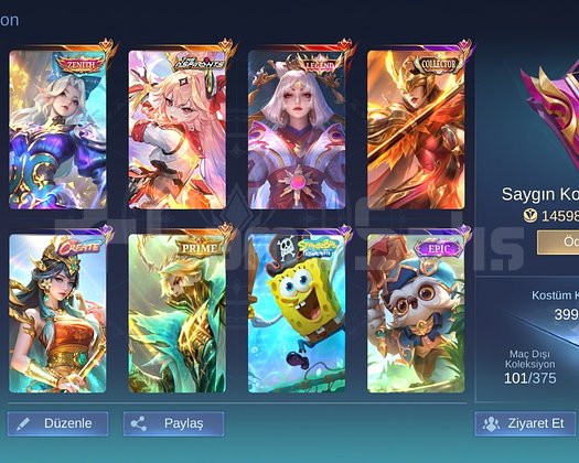 MOBILE LEGENDS 300+ KOSTUMLU HESAP