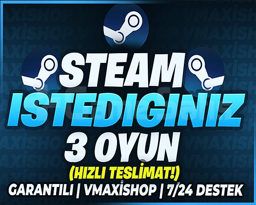 İSTEDİĞİNİZ 3 OYUN STEAM + GARANTİ