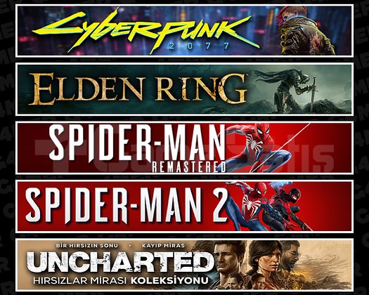 Cyberpunk + Elden + Spider 1 + Spider 2 +Uncharted