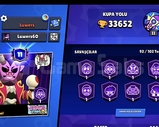 33k kupalı 92 charlı hesap