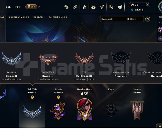 EUW SİLVER 2 HİGH WR HİGH MMR MAİNLEMELİK HESAP