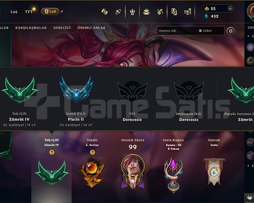TR ZÜMRÜT 4 YÜKSEK MMR HESAP