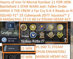 9 MADALYALI 27 LV 91.500 STEAM OYUN ENVANTERLİ STA
