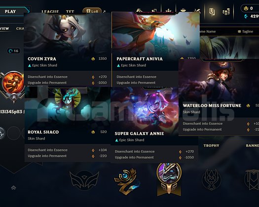 EUW 16 LEVEL HANDMADE 5 SKIN ENVANTERDE