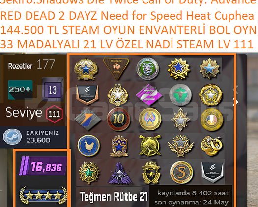 111 LV STEAM ÖZEL RED DEAD 2 DAYZ NFS HEAT ELDEN R