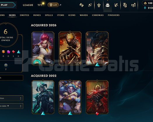 EUW Unranked | 6 Kostüm - 60 Hero | LoL Hesap
