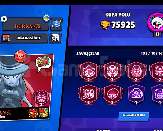 76K ELİT HESAP  102/102  KARAKTER YENİ BP AKTİFTİR