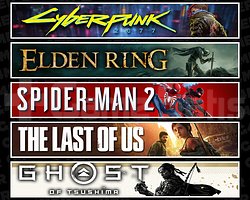 Cyberpunk + Elden + Spider 2 + TLOU1 + Tsushima