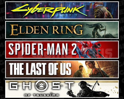 Cyberpunk + Elden + Spider 2 + TLOU1 + Tsushima