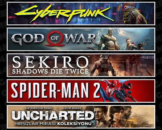 Cyberpunk + GOW + Sekiro + Spider 2 + Uncharted