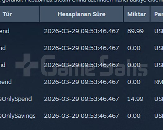 90 USD TOTAL SPEND 8981 STEAM PUANI CS PRIME