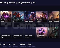 EU/38 LVL + 14 SKİN + FRESH + RANK HAZIR +70K ÖZ