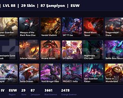 EUW / 88 LVL + 29 SKİN + BRONZE IV + MAİL ONAYSIZ