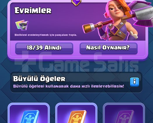 18 EVRİMLİ+6 KAHRAMAN+13.000 KUPA+4 OYUN+65 LEVEL