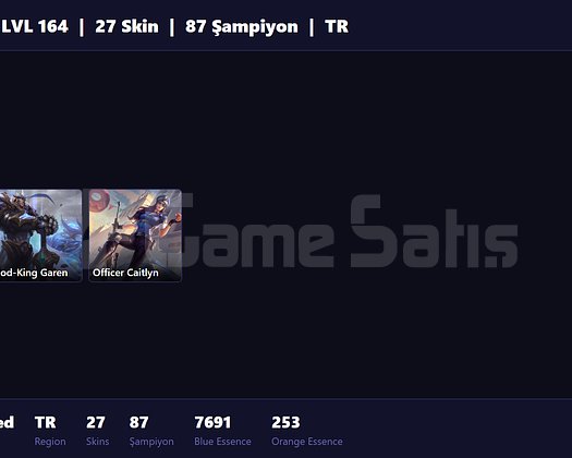 TR / 164 LVL + 27 SKİN + UNRANKED !!