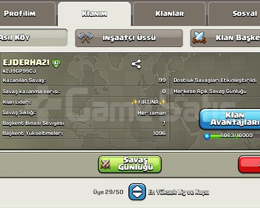 12 seviye kristal lig 1 de klan